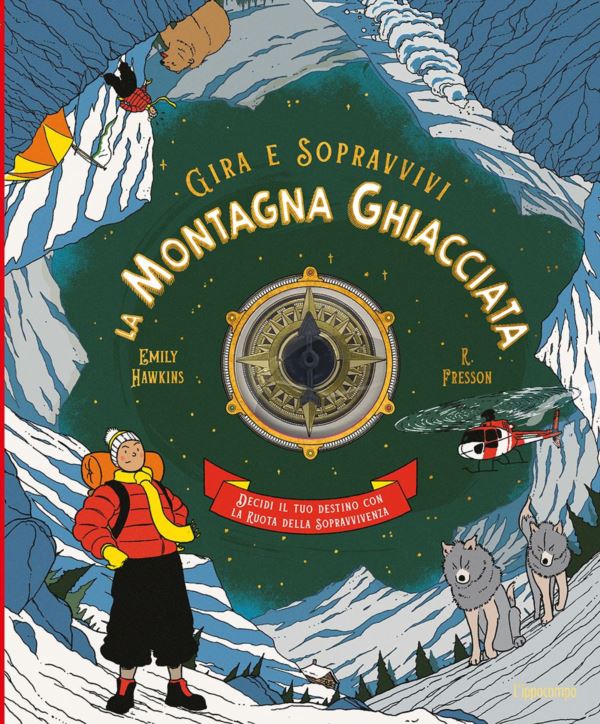 montagna ghiacciata. Decidi il tuo destino con la ruota della sopravvivenza. Gira e sopravvivi