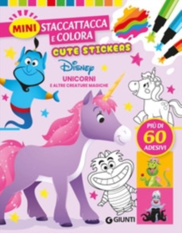 Unicorni e creature magiche. Cute stickers. Mini staccattacca e colora